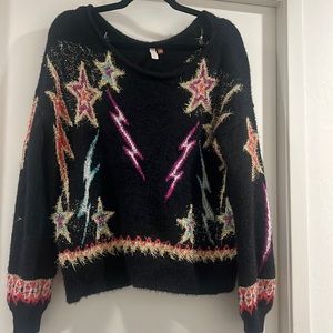 Anthropologie Pilcro Sparkle Star Pull Over Sweater
